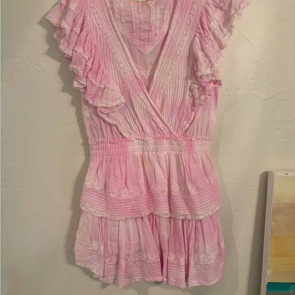 LoveShackFancy Pink Ruffled Women's Dress